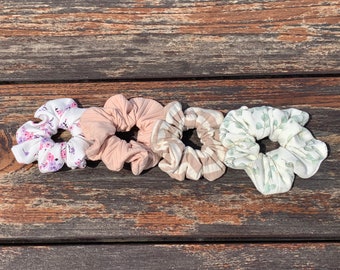 Ribgebreide jersey haarscrunchies - zachte en rekbare katoenen haarelastiekje - handgemaakte haarscrunchie - trendy haarscrunchie - kreukvrije haarelastiekje
