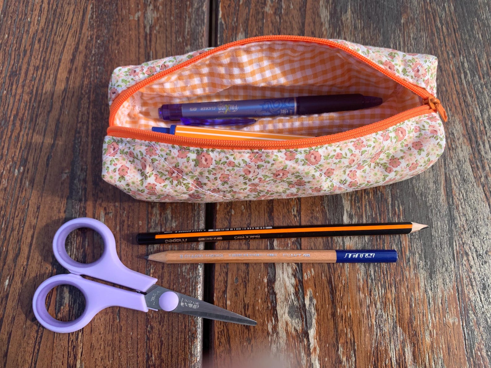 Blue - Handcrafted Quilted Pencil Pouch 10