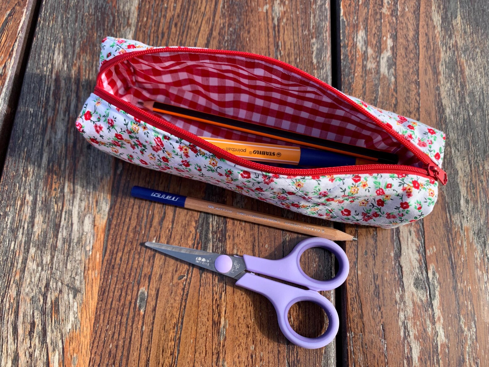 Blue - Handcrafted Quilted Pencil Pouch 10 main image 0