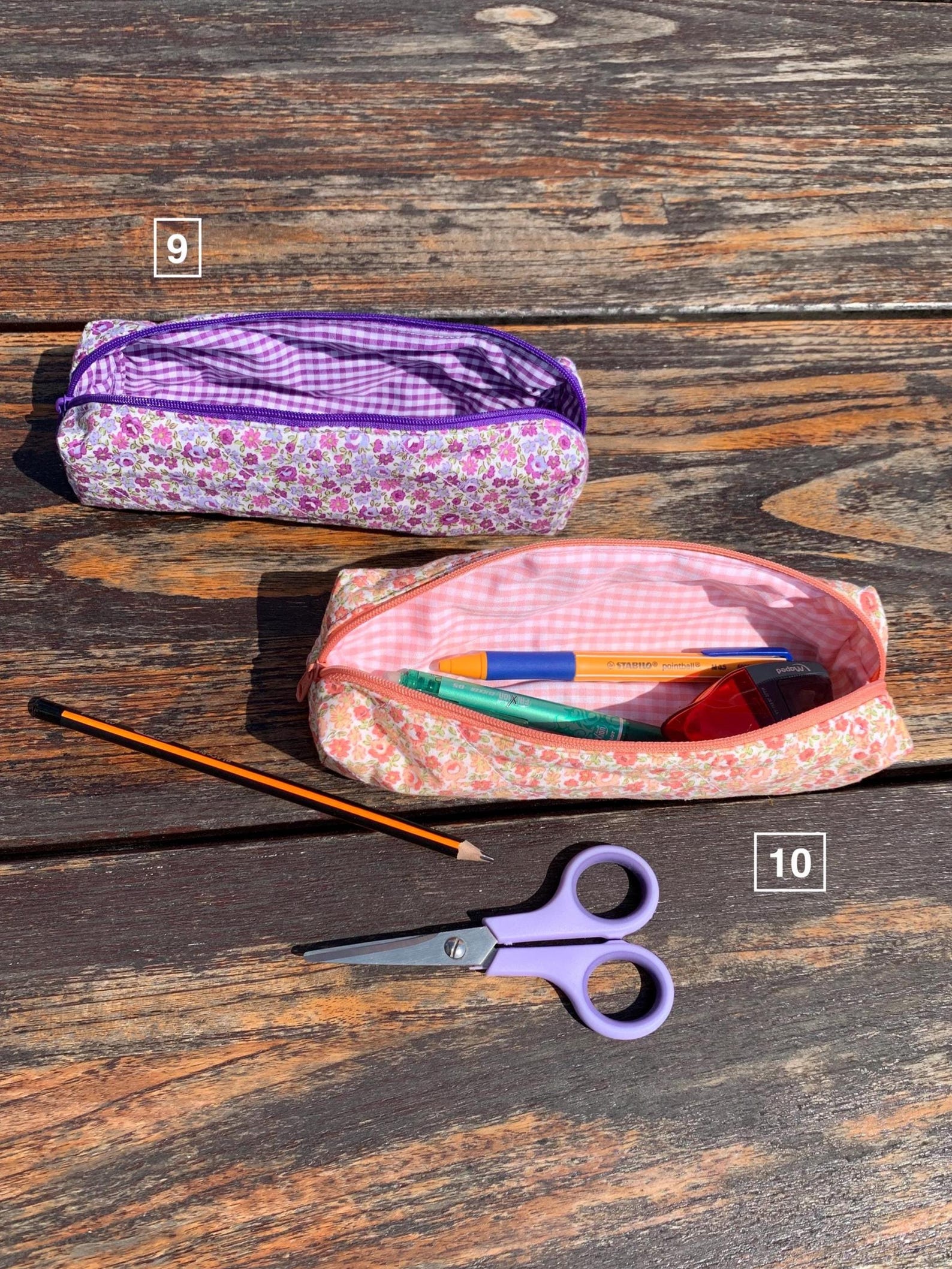 Red - Handmade Quilted Cotton Pencil Pouch 18