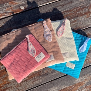 Custodia per laptop in velluto a coste e velluto, fodera in cotone floreale, custodia per iPad, custodia per tablet, astuccio coordinato rosa antico, bianco sporco, verde acqua, marrone