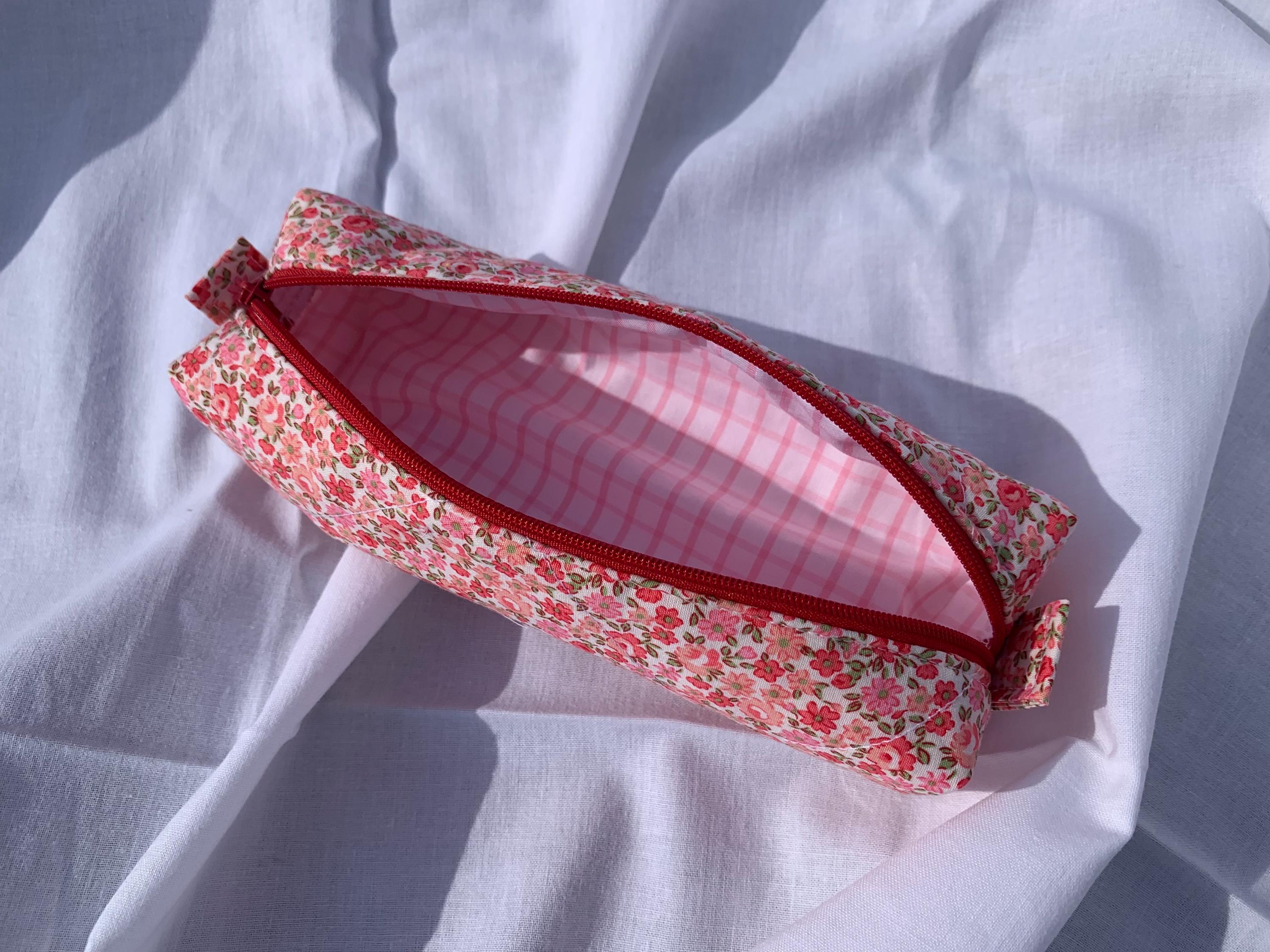 Beige - Handcrafted Quilted Pencil Pouch 08
