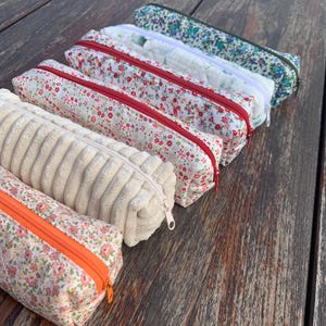 Beige - Handmade Quilted Cotton Pencil Pouch 05 main image 0