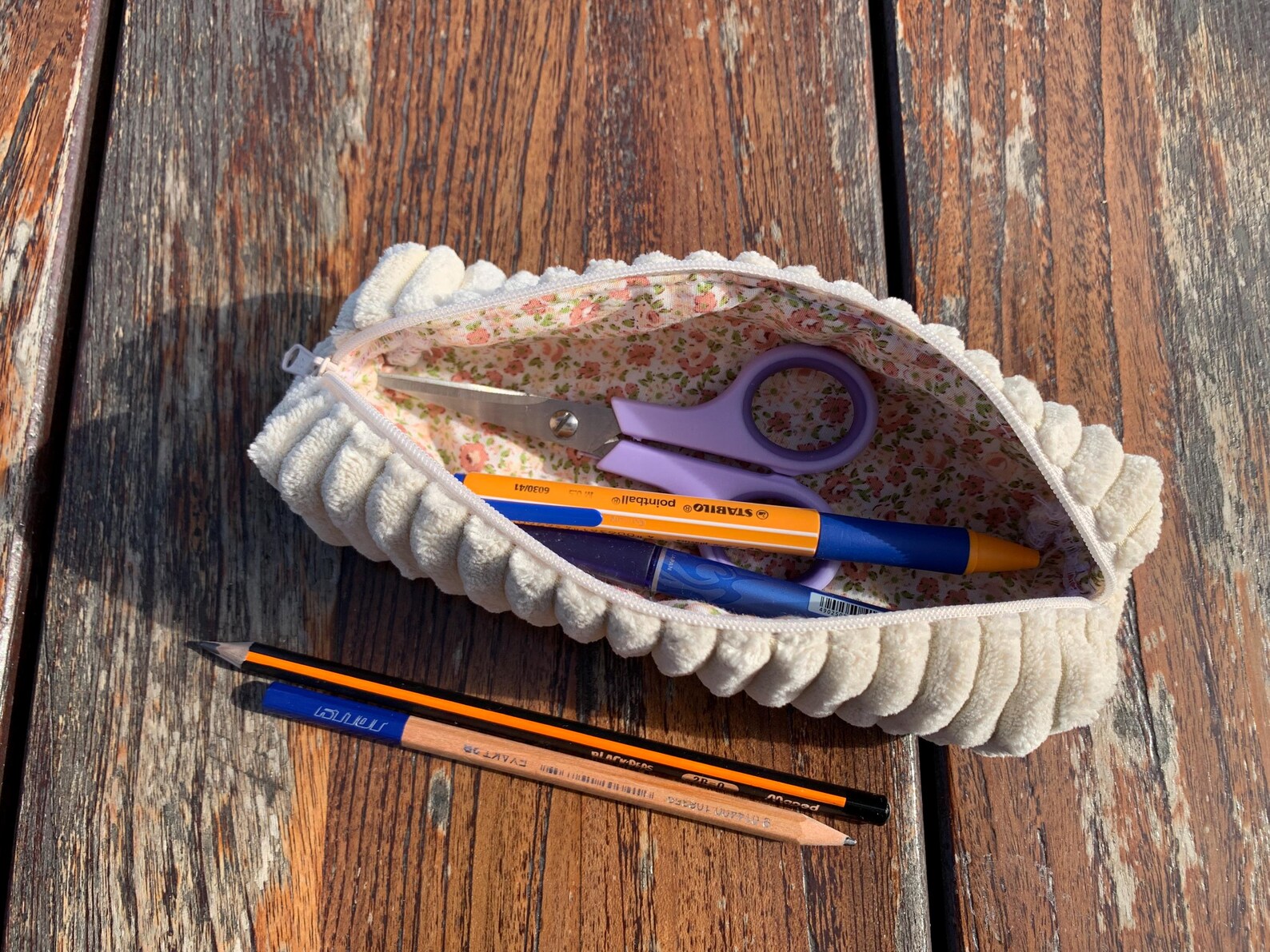 Peach - Handcrafted Quilted Cotton Multipurpose Pencil Pouch 12 main image 1
