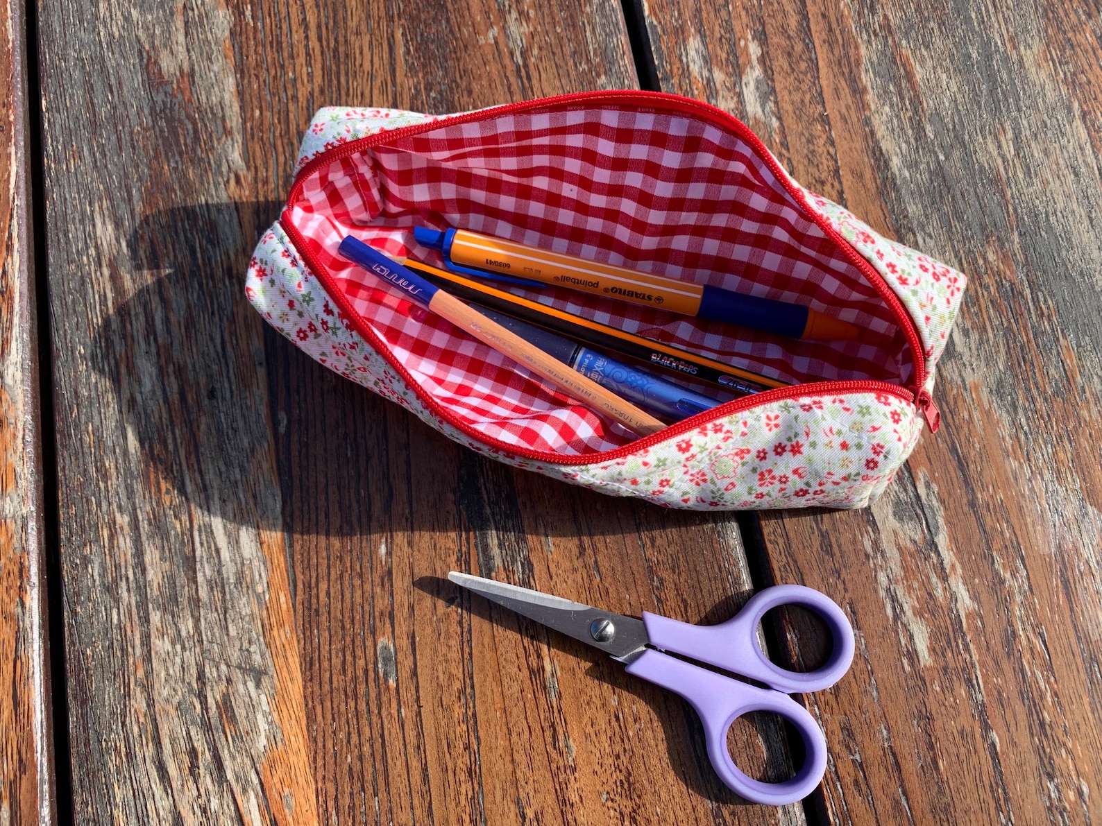 Blue - Handcrafted Quilted Pencil Pouch 10 main image 1