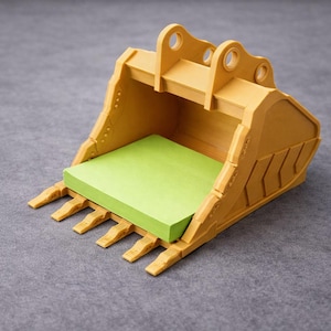 3D printed excavator bucket posted note holder