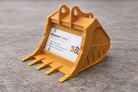 The Original 3D Printed Excavator Bucket Business Card Holder