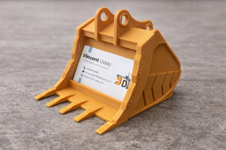 The Original 3D Printed Excavator Bucket Business Card Holder image 1