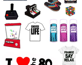 Clipart digital para impressão e recorte. Nostalgia dos anos 80.