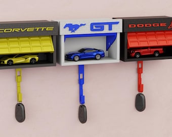 Amerikanisches Muskelauto Hotwheels / Diecast Garage Schlüsselanhänger, automatisch öffnende Tür, Modellanzeige
