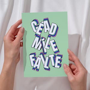 Stampa Céad Míle Fáilte / Poster in lingua irlandese / Gaeilge Wall Art / Celtic Home Decor / Idee regalo irlandesi