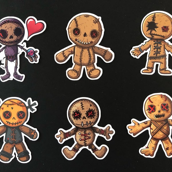 Voodoo Doll Premium Vinyl Stickers (Six Pack)