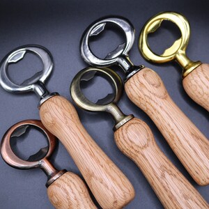 Handmade Oak Wood Bottle Opener: USA Crafted, Groomsmen Gift