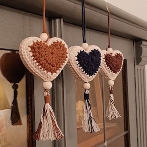 Handmade crochet heart decoration
