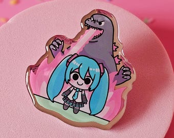 Hatsune Miku en Godzilla-spiegelpen van acryl met epoxyafwerking