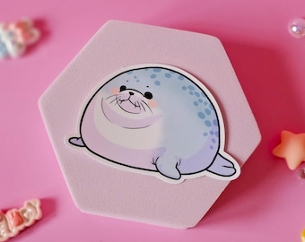 A very round chonky seal glossy waterproof vinyl sticker