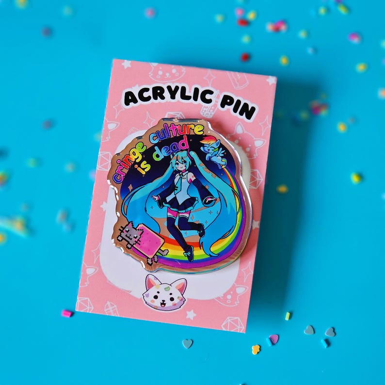 Miku Nyan Cat Rainbow Dash acrylspeld - epoxy spiegelafwerking afbeelding 3