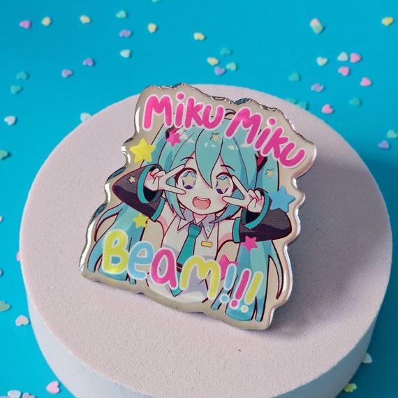 Hatsune Miku, Miku Miku Beam Mirror Acrylic Pin With Epoxy Finish