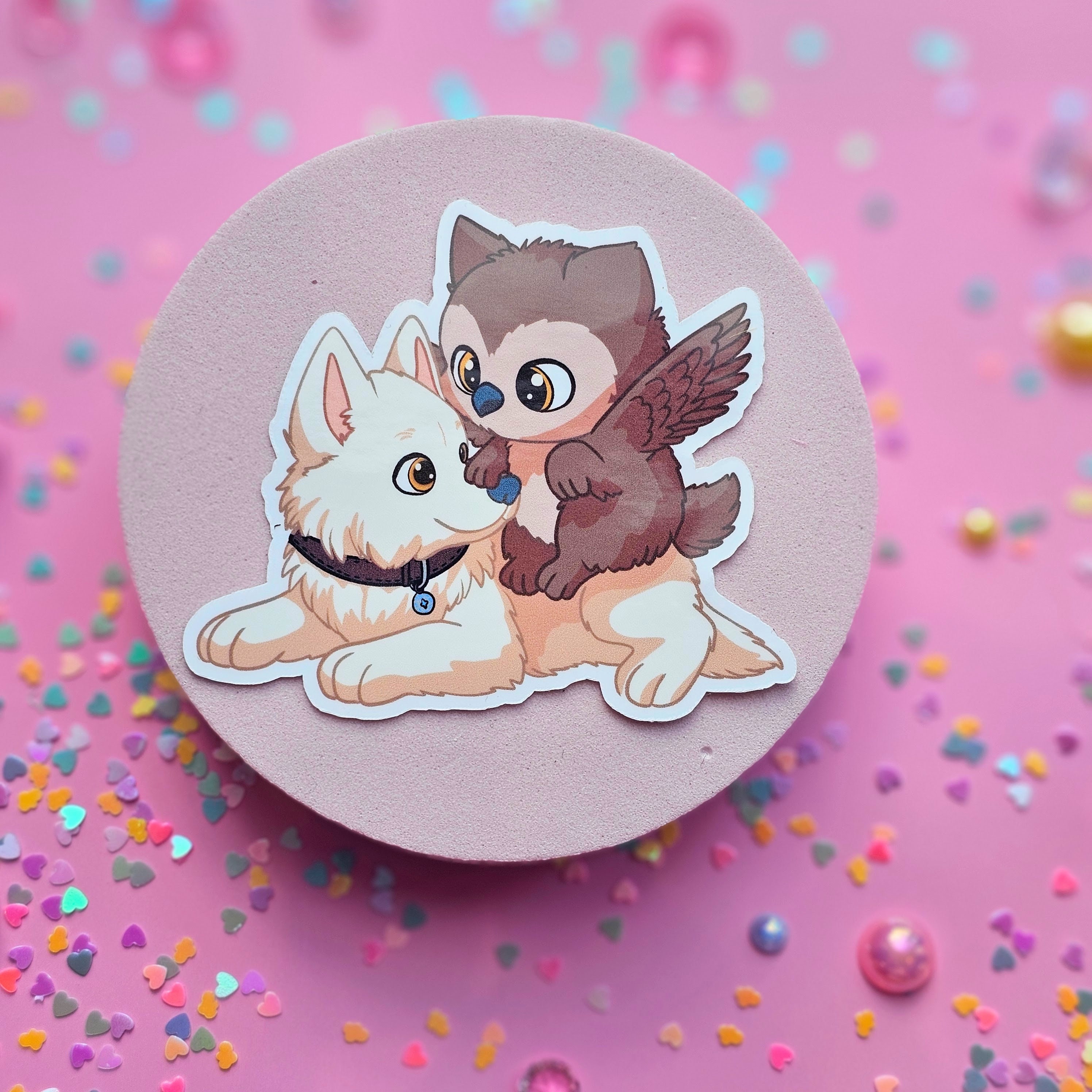 Baldurs gate 3 Scratch and Owlbear camp buddies glossy waterproof vinyl sticker