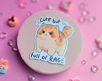 Rage Cat Glossy Waterproof Vinyl Sticker