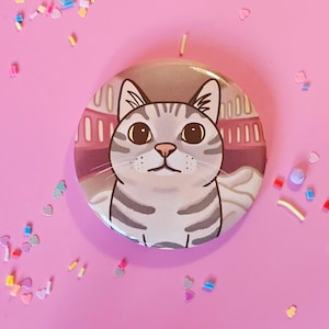 Zazu Meme Cat Button Badge | Internet Cat Meme Gift | Cute Cartoon Kitty Brooch | Meme Button badge