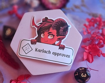 Baldurs gate 3 Karlach Approves glossy waterproof vinyl sticker