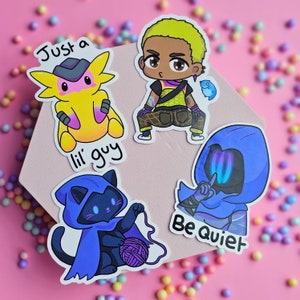 Valorant glossy waterproof vinyl stickers, Gekko, Omen, Cat Omen and Wingman
