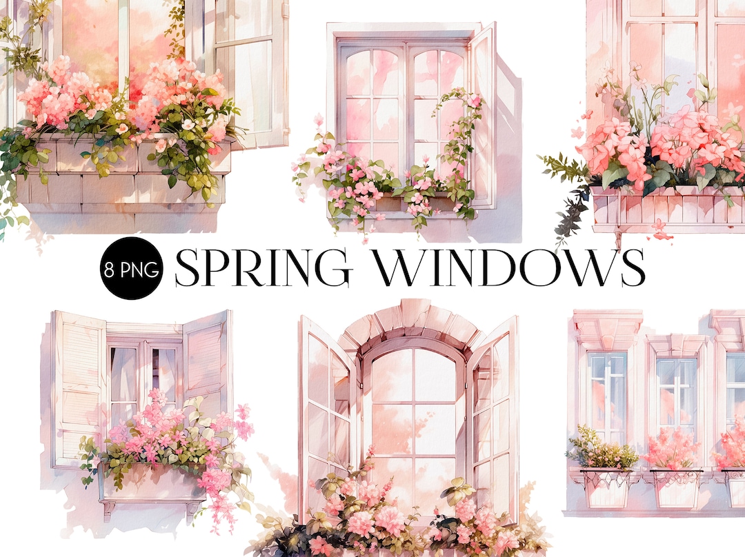 Watercolor Spring Clipart Png, Spring Windows View Clipart Png, Spring ...