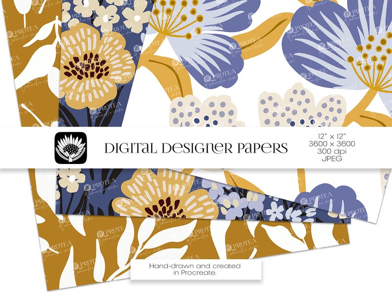 Botanical Digital Paper Set | Floral Seamless Patterns | Scrapbook ...