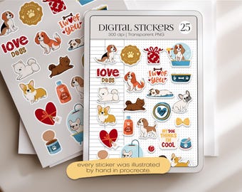 Love Dogs Digital Stickers — 25 Cute Dog Lover Stickers