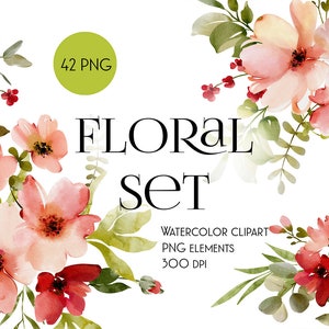 水彩花 PNG クリップアート、花の庭、花のウェディング デジタル、セット、PNG クリップアート、デジタル ピンクの花、手描きのイラスト