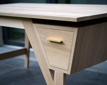 Elegant Oak Home Office Desk - Complete DIY design with Detailed Drawings, Step-by-Step Guide & 3D Plans for Woodworkers