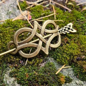Viking Hair Pin – Handmade Bronze Celtic Hair Slide, Norse Mythology Hair Accessory, Pagan Medieval Style Hair Stick for Women.