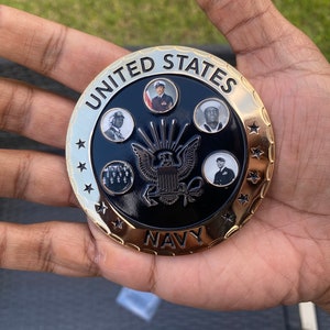 Black History Navy Challenge Coin - African American Military Gift, US Navy Commemorative Coin, Navy Veteran Collector Coin