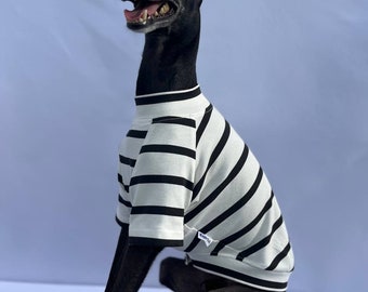 Baumwoll-T-Shirt, T-Shirt für italienisches Windspiel oder Whippet, gestreiftes T-Shirt für kleinen oder großen Hund