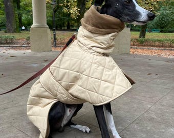 Beige winter coat/ Warm coat for Whippet or Greyhound