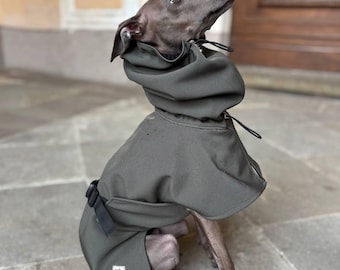 Raincoat for Italian Greyhound ,Whippet and Greyhound/SoftShell clothes -Khaki