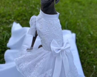Hund Hochzeit Langes Schleppen Kleid / Weißes Kleid für Haustier / Mutter Geschenk