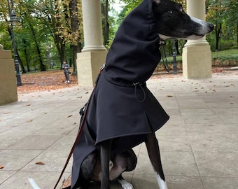 SoftShell=Coat for Whippet and Greyhound/ Whippet clothes -Black