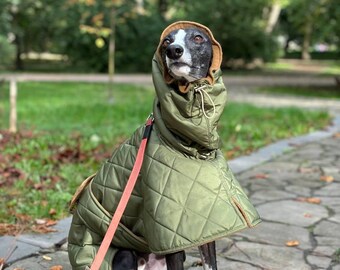 Khaki winter coat/ Warm coat for Greyhound and Whippet