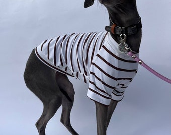 Cotton T-shirt, T-shirt for Greyhound, Summer clothes for dog, Striped t-shirt for iggy and whippet.