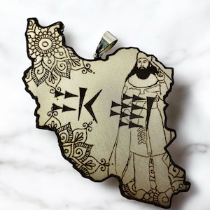 Persian Pendant | Zoroastrian Jewelry | Ahura Mazda | Persian Map Necklace chain not included