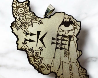 Persian Pendant | Zoroastrian Jewelry | Ahura Mazda | Persian Map Necklace chain not included