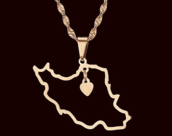 Persian Map Pendant Necklace: Heart of Persia, Country Jewelry