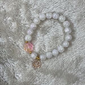 Natural gemstone Fairy white glaze bead bracelet gift for her handmade gift jewelry