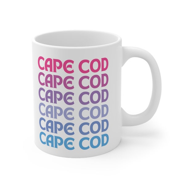 Cape Cod Personalized Colorful Word Ceramic Mug, Customizable Cool Supergraphic Mug 11oz