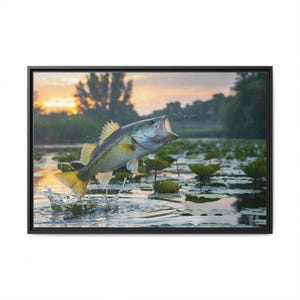 Largemouth Bass Canvas Art: Gone Fishing Home Decor