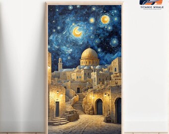 Jerusalem, Capital of Israel, Landscape Digital Painting, Modern Wall Art, Print, Wall Art, Botanical Print, Living Room, Bedroom