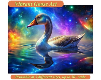 Vibrant goose print, room decor, printable animal, animal poster, goose print, goose wall art, goose poster, maximalist decor, neon colors