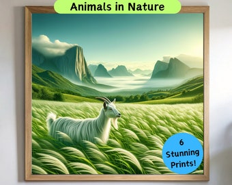 Beautiful animal prints, printable wall art, set of 6. Living room decor, animal prints wall art, barnyard animals, animal prints decor